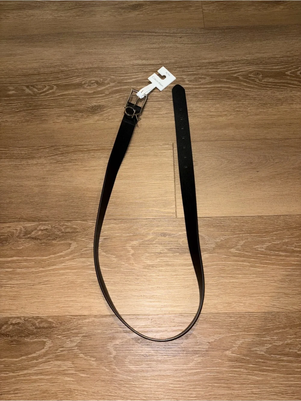 Calvin Klein Womens Belt Black Solid Logo Buckle Size XL New With Tag